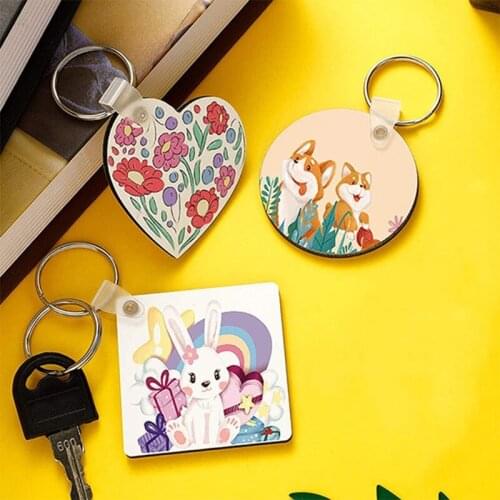 30 Pcs Sublimation Blank Keychains + 30 Pcs Colorful Leather Tassel Set Double-Side Printed Thermal Transfer Key Chain