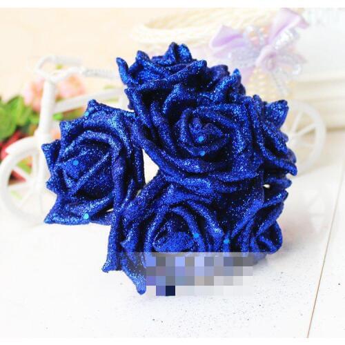 360pcs Foam Glitter Roses Single Simulation Cartoon Flower For Wedding Decoration Artificial Flowers Bouquet Gifts 7 Colors