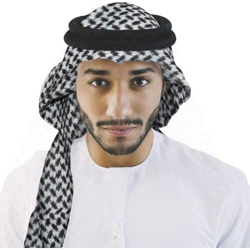 Arab Kafiya Keffiyeh Arabic Muslim Head Scarf for men with Aqel Rope