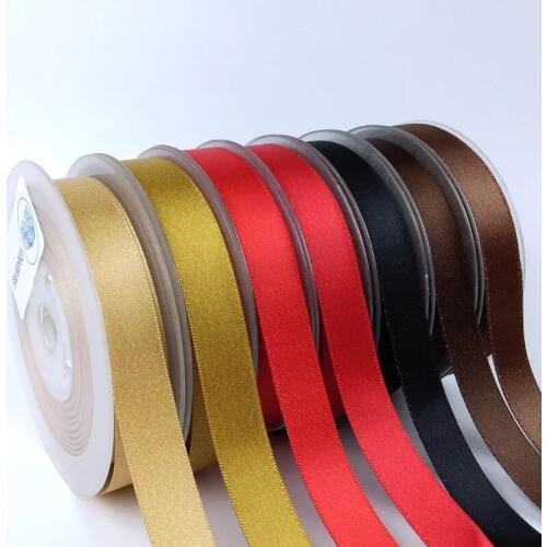 9mm,16mm,25mm,38mm Gold Weft Polyester Satin Ribbon double face Wedding Decoration Candy Cake Wrapping Craft 100yards Lot P268