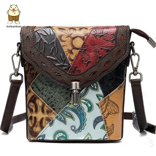 Beibaobao ladies Genuine Leather Handbags small woman Shoulder Bags Vintage Crossbody Bags For Women