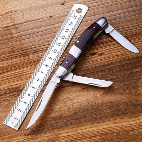 Free shipping Folding knife portable outdoor knife bearing quick opening high hardness Three blades pocket knife