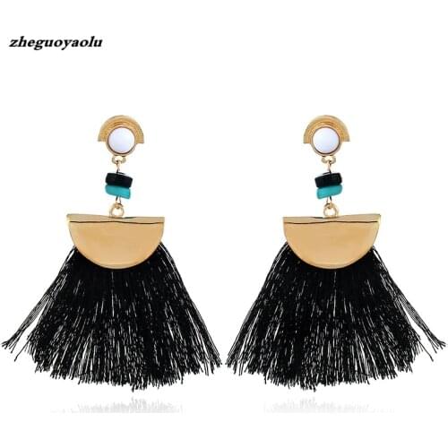 Bohemian Drop Earrings Tassel Long Earrings For Women Drop Pendientes Fashion Statement Jewelry Earrings Hot Sale