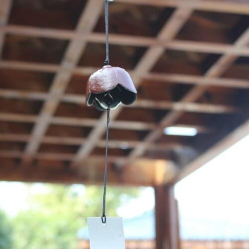 Japanese Style Furin Baika Shape Wind Chimes Brown Nambu Cast Iron