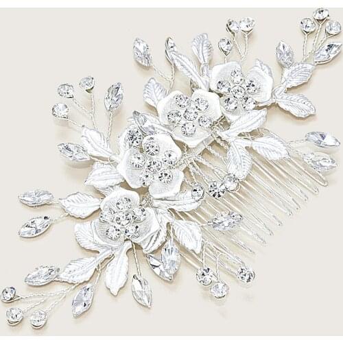 Flower Insert Comb Rhinestone Inlaid Vintage Elegant Handmade Hair Comb for Women Wedding Party Costume Hair Accessories LXH