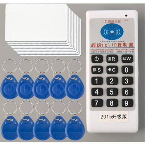 13.56mhz 125khz key duplicator handheld access card rfid copier clone + 10pcs UID cards and 10pcs EM4305 rfid keyfobs