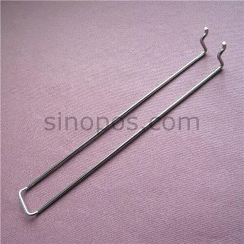 Double-prongs Peg hook 20cm, Metal chrome display rack, u-shape secured hooks, slotted pegboard Slatwall Safety looped peghooks