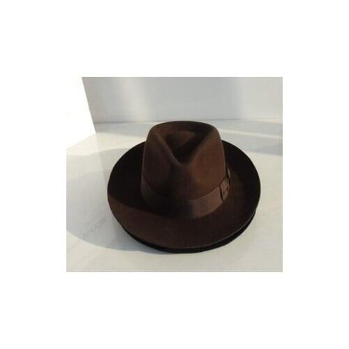 B-8130 Lady 100% Wool Derby Fedoras Cap Felt Billycock Hats Winter Fashion Bowler Hat Wool Fedora Trilby Hats New Feather Hat