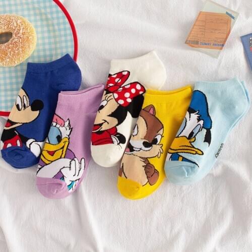 Disney Mickey Mouse Short Woman Socks Kawaii Anime Donald Sweat 2020 summer cotton girl womens boat socks ankle low female Sock