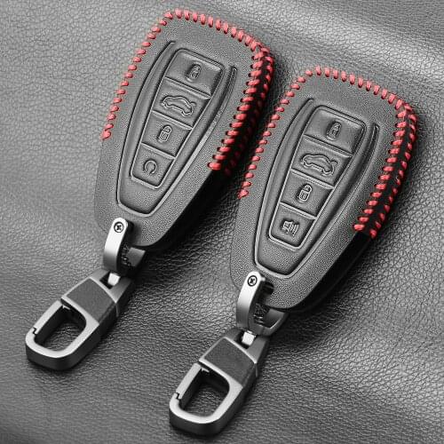 Leather Car Remote Key Case Cover Holder Shell for Geely Coolray 2019-2020 4 Buttons Car Styling Accessories Fob Buckle Keychain