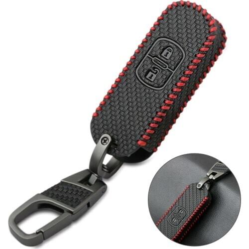 Leather Remote Key Case Protective Cover For Mazda 2 3 5 6 CX5 CX7 CX9 GT Black Key Case For Car Auto Interior Accessories