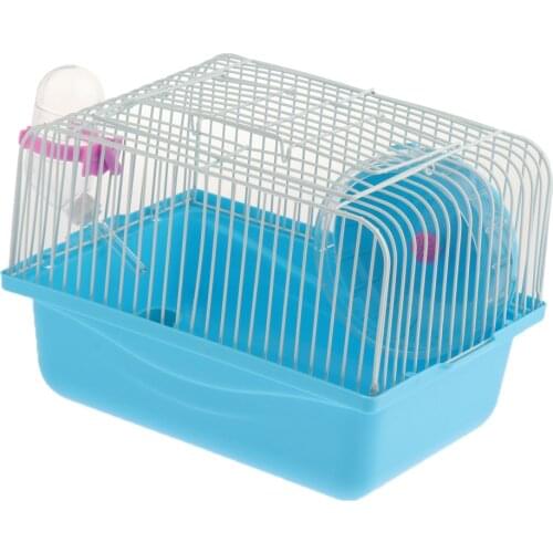 Small Animal Carrier Rodent Mini Pet Cage, Includes Wheel, Drinks Bottle and Food Dish, for Hamsters & Gerbils 23x17.5x16cm
