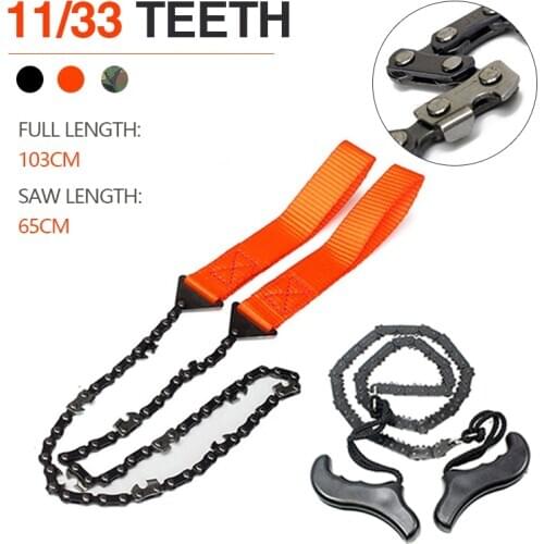 Manganese Steel Chain Saw 11/33 Teeth DIY Hand Woodworking Garden Tool Wood Cutter for Outdoor Emergency Survival Camping Hiking