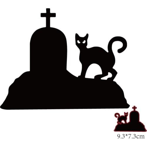 Metal Cutting Dies Cut Mold Halloween Cat Tomb Decoration Scrapbook Paper Craft Knife Mould Blade Punch Stencils