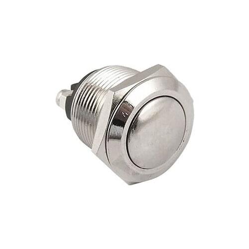 36V DC 2A OFF(ON) NO N/O 19mm SPST Metal Round Momentary Pushbutton Switch 2 Pin