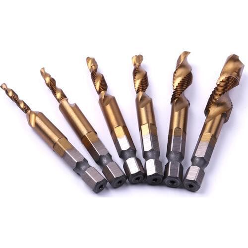 Metric HSS 6542 Titanium Titanizing Screw Tap Drill Bit Hex Shank Machinist Tool