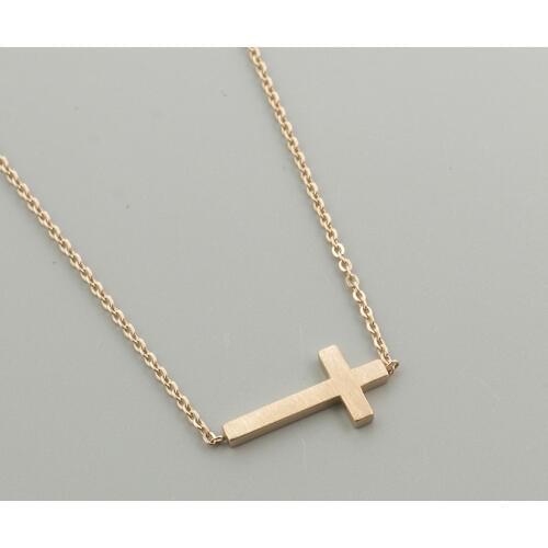 Minimalism Crucifix Jesus Christian Jewelry Gold Cross Pendant Necklace For Christ Men Women Girl Kids Stainless Steel Chain