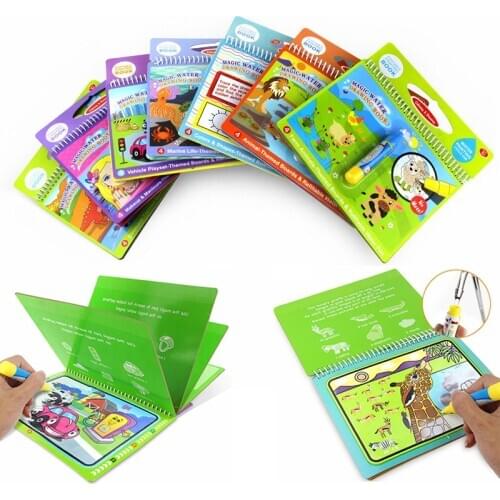 Reusable Magic Water Drawing Book Coloring Book Doodle Pen Cartoon Painting Toys Drawing Board For Kids Education Birthday Gift