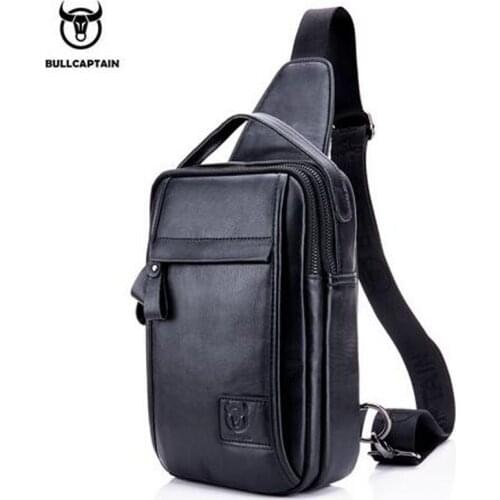 BULLCAPTAIN Men Shoulder Bag Crossbody Chest Pack Genuine Leather brand High Quality Chest Messenger Shoulder Bag Handbags