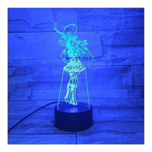 Usb Battery Lamp 3D League of Ledgends LOL Caitlyn Night Light Desk Table Touch Control illusion lamparas Holiday Birthday Gift