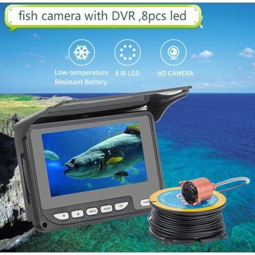 Underwater Fishing Camera 4.3" Inch 15M 30M 1200TVL Fish Finder 8pcs Infrared Lamp For Ice/Sea