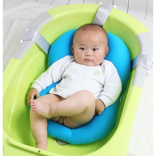 Portable Newborn Baby Cartoon Non-Slip Bath tub Pad Seat Infant Safety Shower Support Air Cushion Soft Baby Bath Bed Chair Shelf