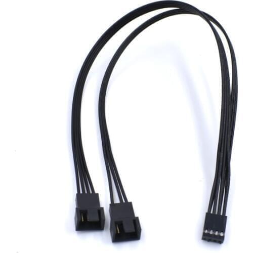 PWM Fan 4-Pin Power Supply Cable 1 to 2 Splitter Power Extension Cable Adapter Cord Wire black.100pcs/lot