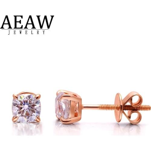 14K Rose Gold Solid Real Gold Fine Moissanite Earring 0.5carat 4.5Carat Cushion Cut Moissanite Earring Screw Back
