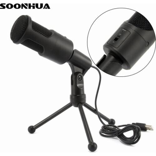 Microphone Foldable Microphone USB Studio Audio Recording Microphones Plug-N-Play With Shock Stand Tripod 50MHz-16KHz