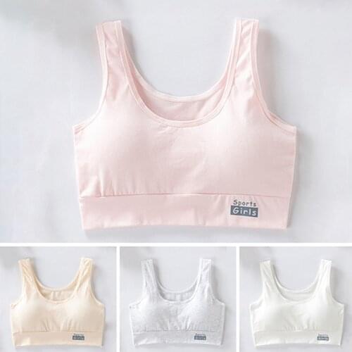 Cotton Sport Bras Girls Teenager Underwear Training Bras Vest Girl Underwear Teen Bras with Chest Pad Puberty Clothing for 9-18Y