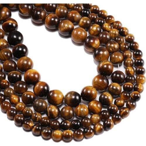 1strand/lot Natural Stone Tiger Eye Agates Round Beads Loose Spacer Bead For Necklace Bracelet DIY Jewelry Making Bulk Wholesale