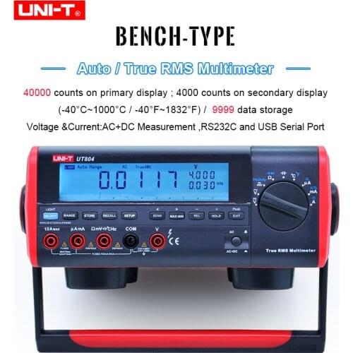 UNI-T UT804 LCD Display Bench Type Digital Multimeters Volt Amp Ohm Capacitance Hz 39999 Counts Tester High-Accuracy