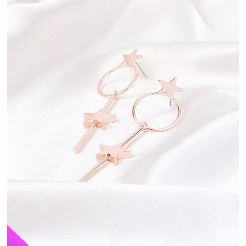 Star magic wand earrings classic fashion romantic sweet girl ladies jewelry gift 2 colors 2021 new