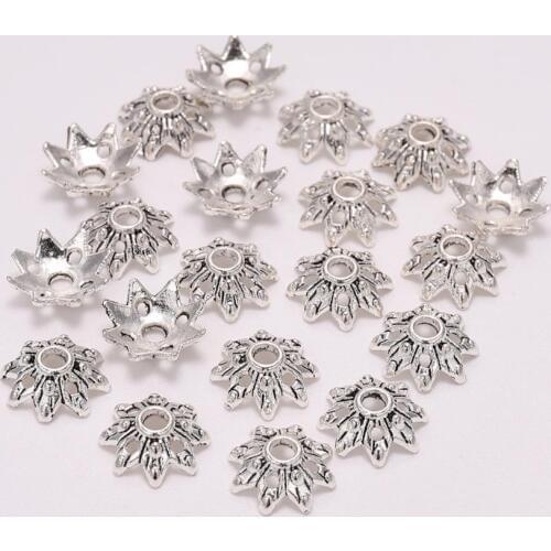 100pcs/Lot 9mm 8 Petals Tibetan Antique Flower Loose Sparer Apart End Bead Caps For DIY Jewelry Making Earrings Wholesale