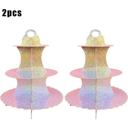 2pcs 3 Tier Cardboard Cake Stand Afternoon Tea Wedding Plates Birthday Party 2pcs