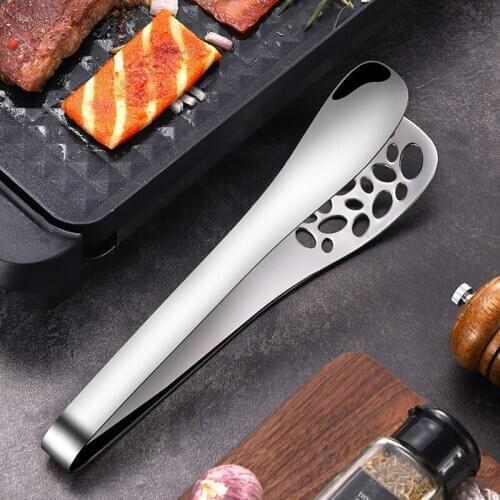304 Stainless Steel Barbecue Clamps Hollow Out Kitchen Cooking Tool BBQ Anti-scald Food Clip Bread Salad Meat Tongs Dropshipping