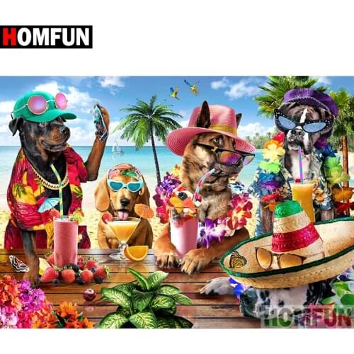 HOMFUN Full Square/Round Drill 5D DIY Diamond Painting "dog" Embroidery Cross Stitch 5D Home A07181