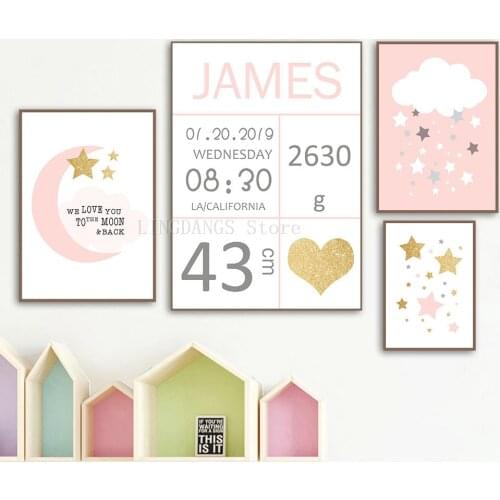 5D DIY Diamond Painting Custom Name Birthdate Cloud Elephant Diamond Mosaic Personalized Embroidery Cross Stitch Baby Room Decor