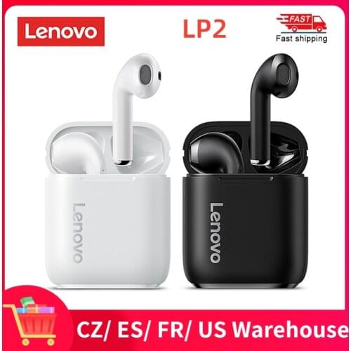 Lenovo LP2 Wirless Bluetooth 5.0 Earphones Stereo Bass Touch Control Wireless Headphone Sports Earbuds Waterproof Headset Mic