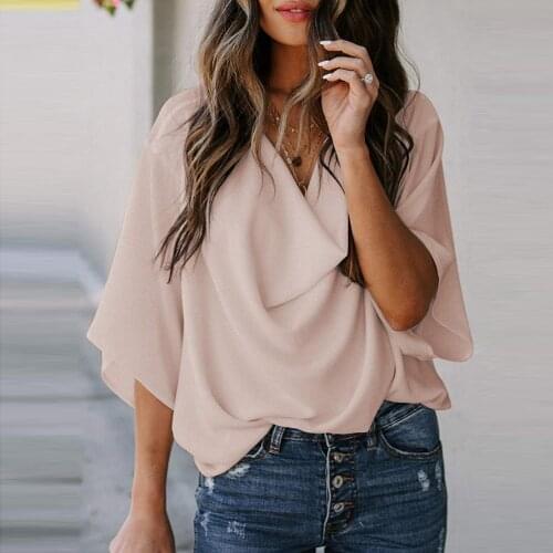 Fashion Womens Blouses And Tops For Work V-neck Comfy Casual Loose Cloak Shirt High Quality Elegant Daily Blouses Dropshipping