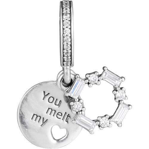 CKK 925 Sterling Silver Ice Carving Hanging Charm Beads Original Jewelry Making Fits For Bracelets and Bangle