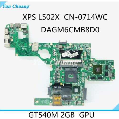 CN-0714WC 0714WC DAGM6CMB8D0 For Dell XPS L502X laptop motherboard HM67 DDR3 GT540M 2GB Test 100% work