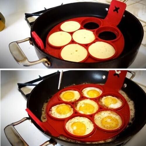 Dropshipping Pancake Maker Nonstick Cooking Tool Egg Ring Circular Silicon Mold Pan Omelette Mold Kitchen Accessories 4/7 Hole