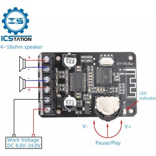 10W/15W/20W Dual Channel Bluetooth-compatible Power Amplifier DC 12V/ 24V Stereo Audio Sound AMP Board DIY Speaker Receiver