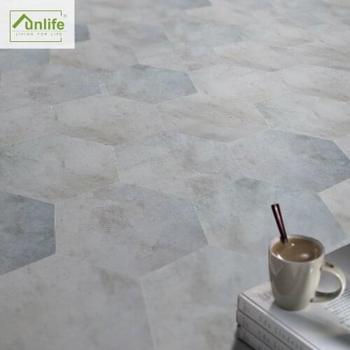 Funlife® Hexagon Smooth Slate Self-Adhesive Kitchen Ground Sticker Anti-Slip Peel Stick Waterproof Living Room Floor Sticker
