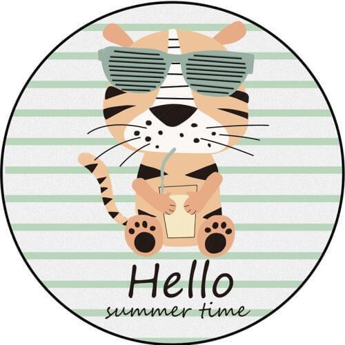Crystal velvet round Carpet Cartoon striped glasses tiger printed carpets for living room Bedroom Area Rugs Child Play Tent Mats