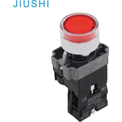 JIUSHI XB2-BW3462 BW3361 22mm LED push button switch illuminated RED GREEN NO NC