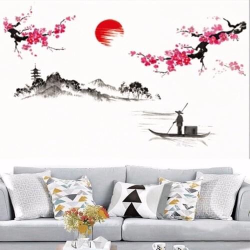 JX-LCLYL Chinese Style Wall Stickers Floral Vinyl Home Art Room Removable Decor Mural New