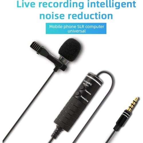 5.5m Clip-on Microfone Lapela Audio 3.5mm Lavalier Condenser Lapel Microphone for Recording Canon / iPhone DSLR Video Cameras
