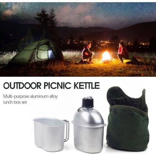 Lunch Box Army Military 0.9L Water Bottle Pot Canteen Mess Kit Set Camo Bag Camp Cooking Supplies Outdoor Tableware 2021